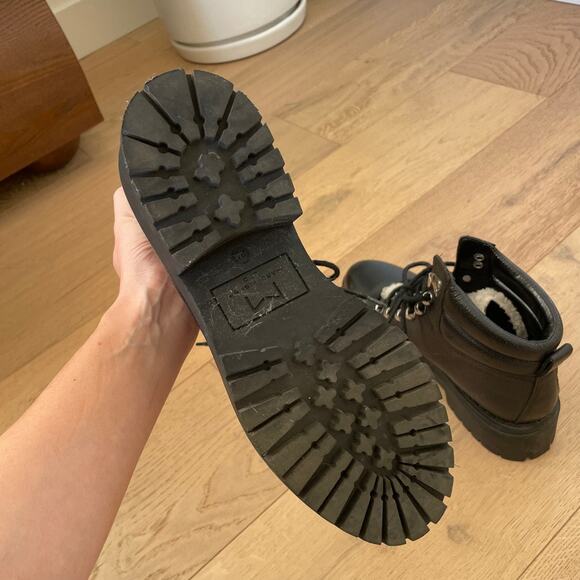 EUC Marc Fisher Nairy Black Leather Shearling Ankle Boot Women's 8 - Picture 8 of 9